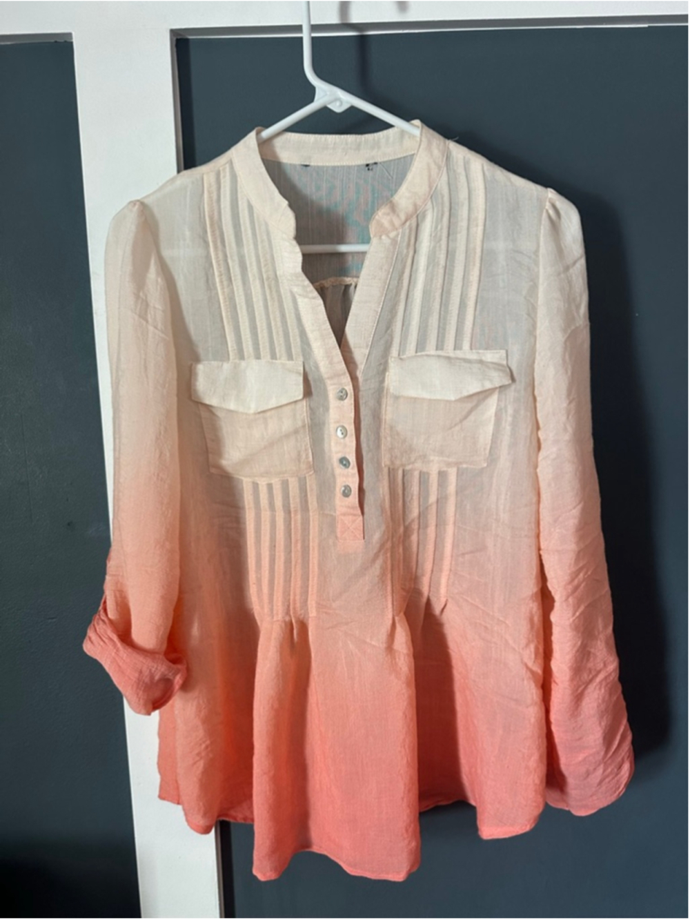 Women's Unbranded Ombre Blouse Peach White